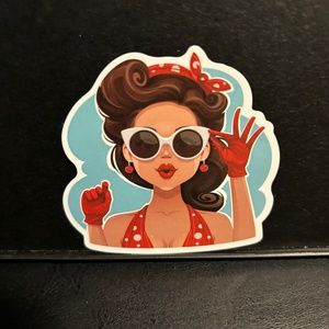 PIN UP GIRL IN RED STICKER